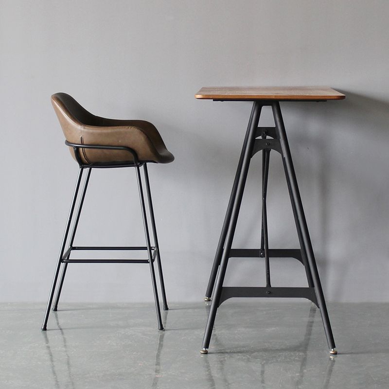 Industrial Style Metal Bar-stool Leather Counter Bar Stool for Kitchen Bar