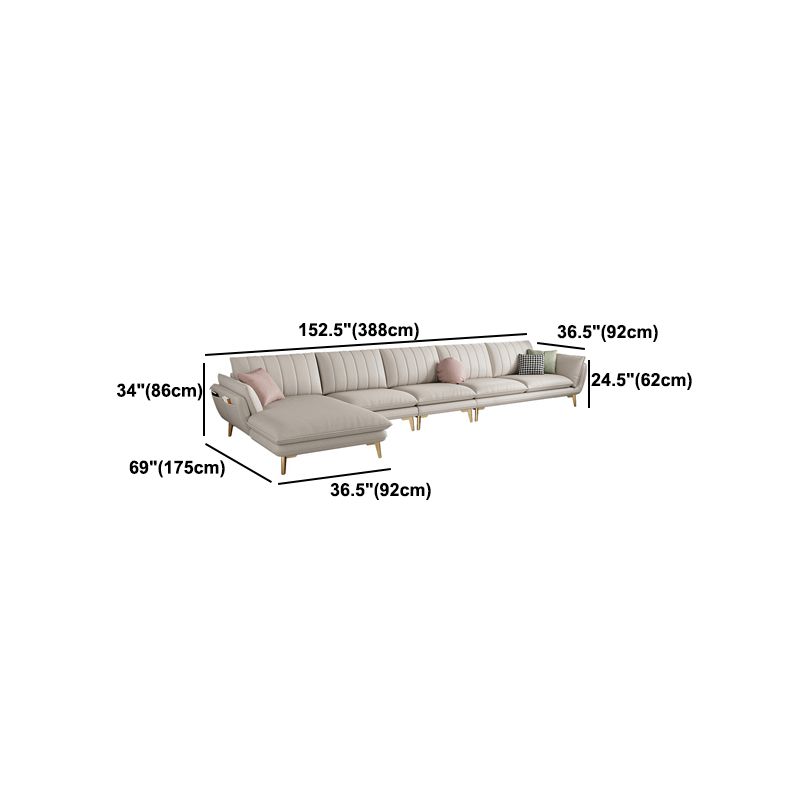 Scandinavian Faux Leather Sofa with Storage, Flared Arm Sofa with Pillows