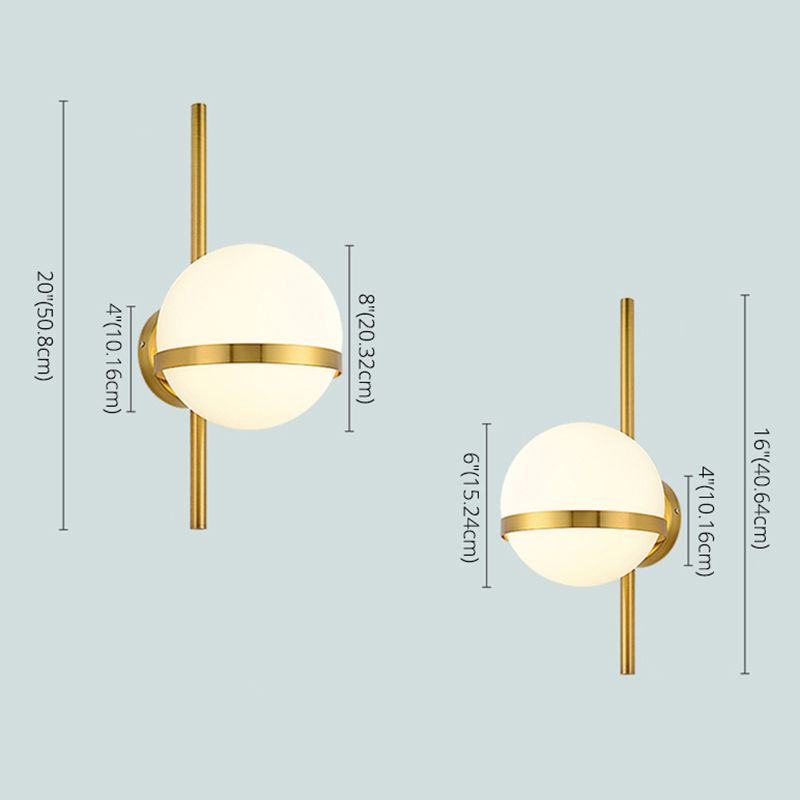Noordse gecontracteerde postmodern sferisch 1 hoofd glasmateriaal witte wandlamp