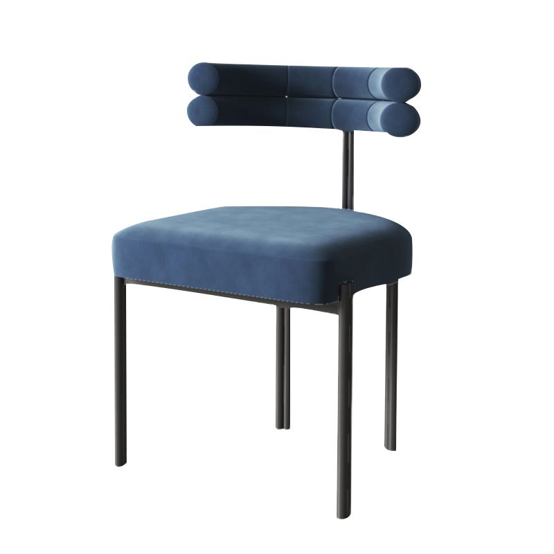 Silla lateral casera de estilo moderno, silla de comedor tapizada de metal con respaldo abierto