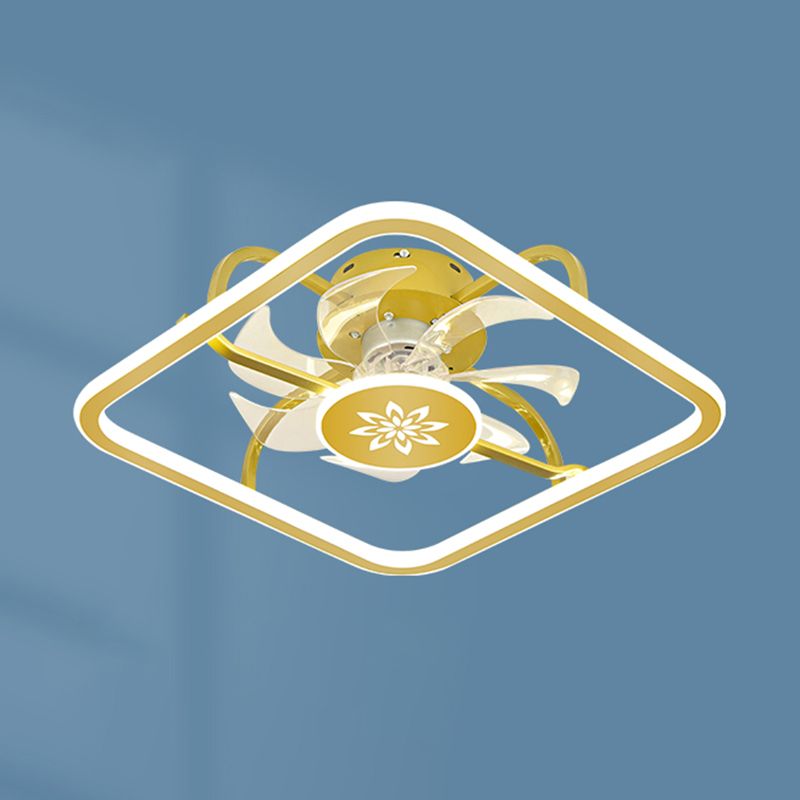 Kinderstil Geometrie Deckenventilator Leuchten Metall 2-Licht-LED-Flush Leuchten in Gold