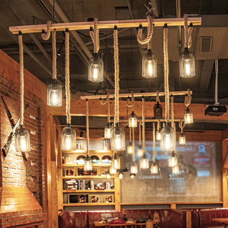 Colgante de isla múltiple de isla de metal industrial múltiple con cuerda natural