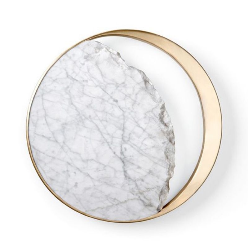 Stone Round Wall Sconce Lighting Modern Style 2 Lights Wall Lamps