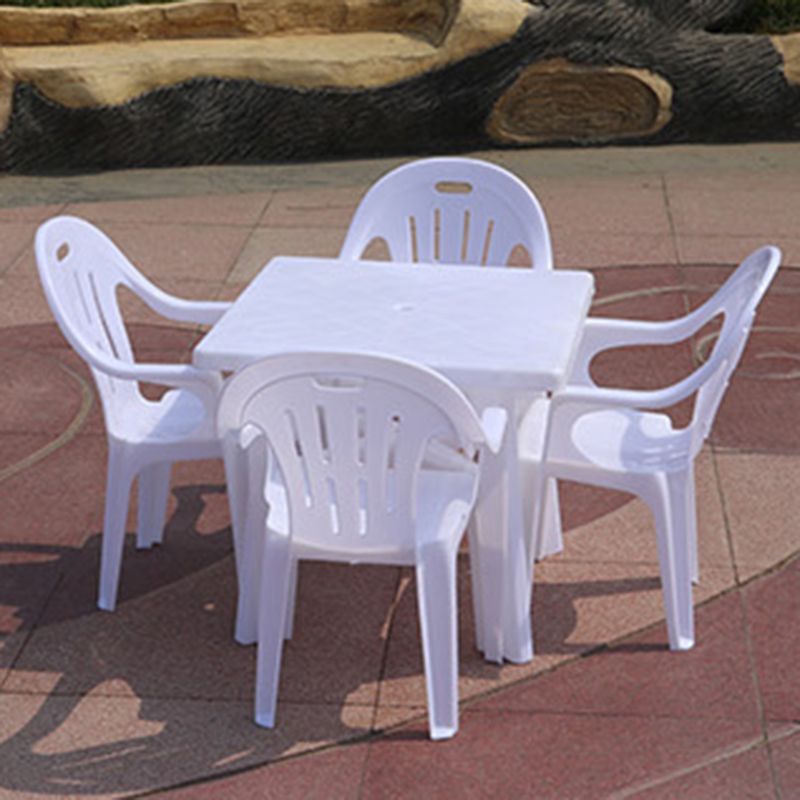Plastic Water Resistant Patio Table Square /Round with Umbrella Hole