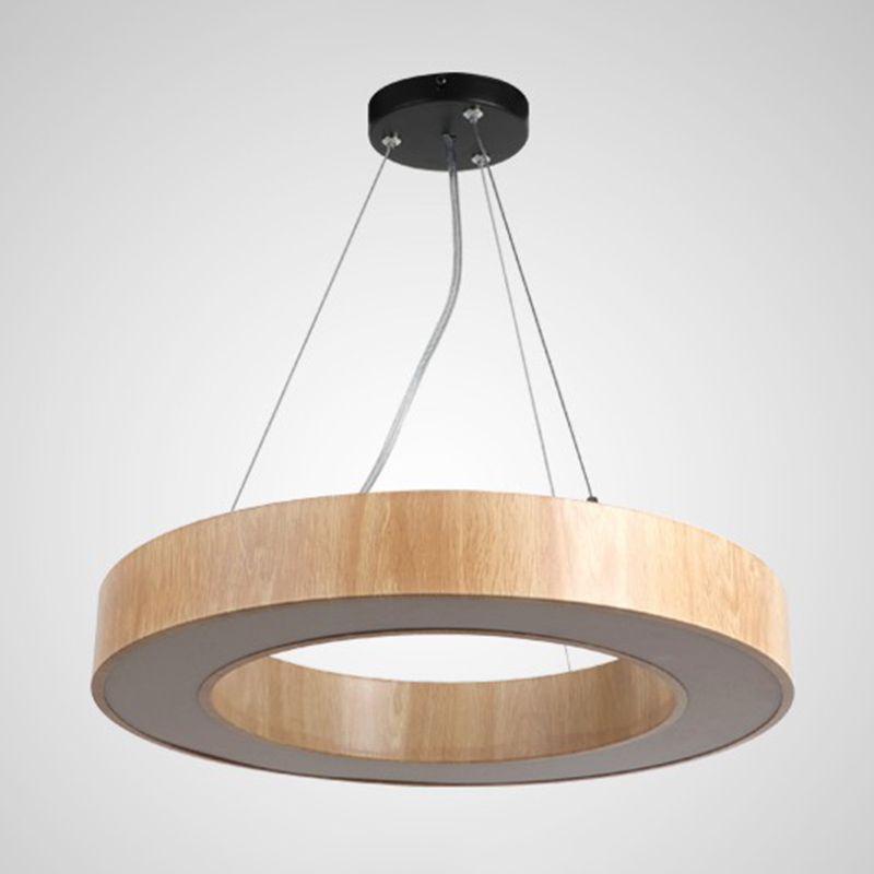 Illuminazione a sospensione circolare in stile nordico finitura in legno da ufficio in metallo luce a sospensione