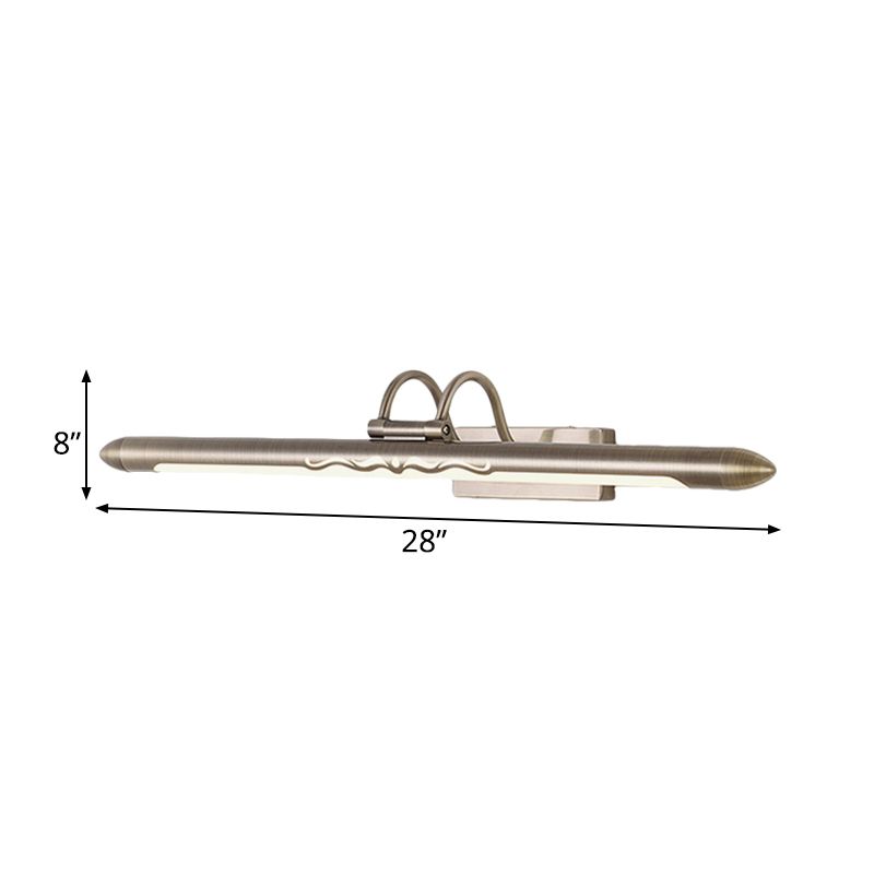 20.5"/25.5"/28" W LED Linear Vanity Sconce Classic Bronze/Brass Metal Wall Mounted Lamp in White/Warm Light