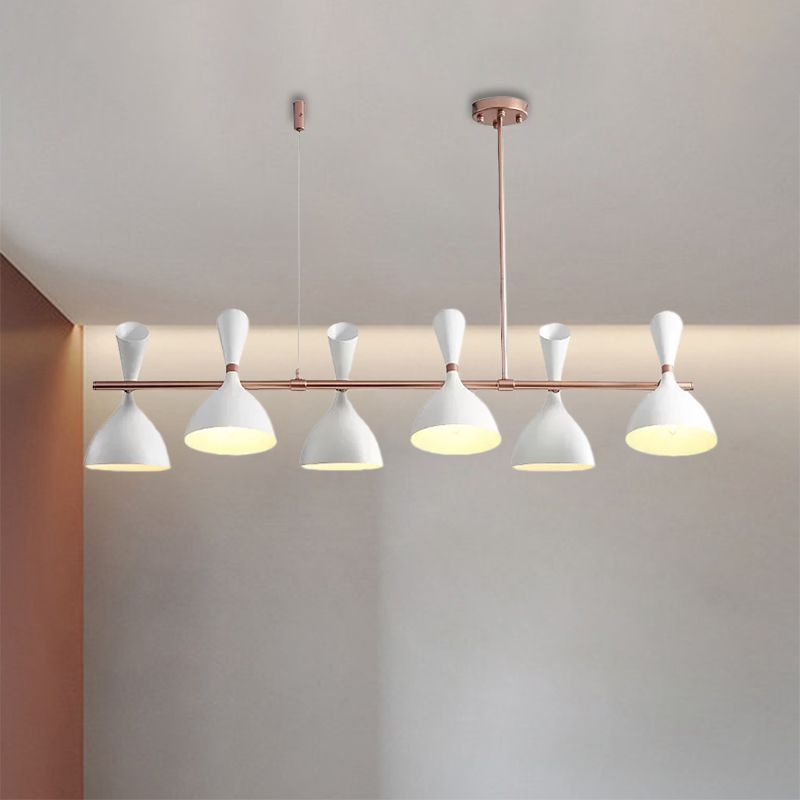 Corna di corno metallico Isola Light Dining Room 4/6 Luci lampadario a sospeso nordico in nero/bianco