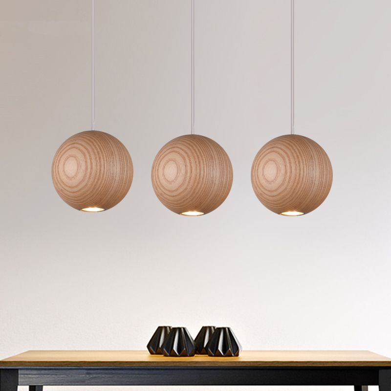 Ball LED Cluster Pendant Light Modern Wooden 1/7/10/16-Head Living Room Ceiling Light Fixture Kit