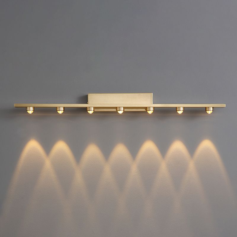Modern Style Linear Shade Wall Sconce Metal Multi Lights Wall Mounted Lighting in Brass