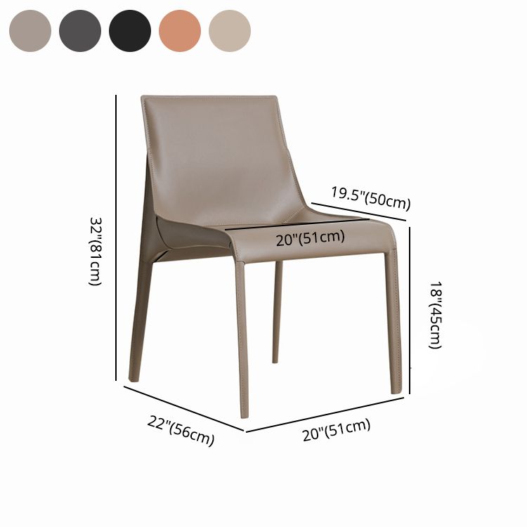 Silla sin brazos de comedor de metal contemporáneo, silla lateral de comedor de cuero para uso doméstico