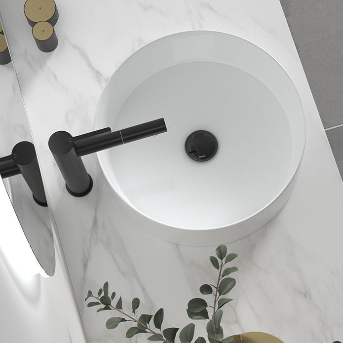 Modern Bathroom Sink Porcelain Round Wash Stand (Faucet Not Included )
