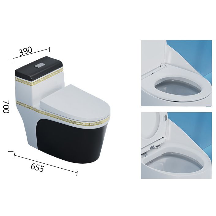 Traditional One Piece Toilet Floor Mounted Toilet Bowl with Slow Close Seat for Washroom