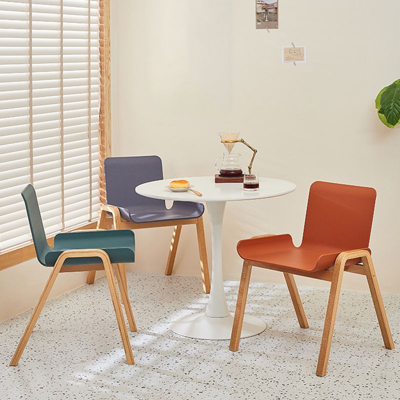 Silla de comedor de estilo moderno Silla auxiliar de cocina sin brazos con patas de madera