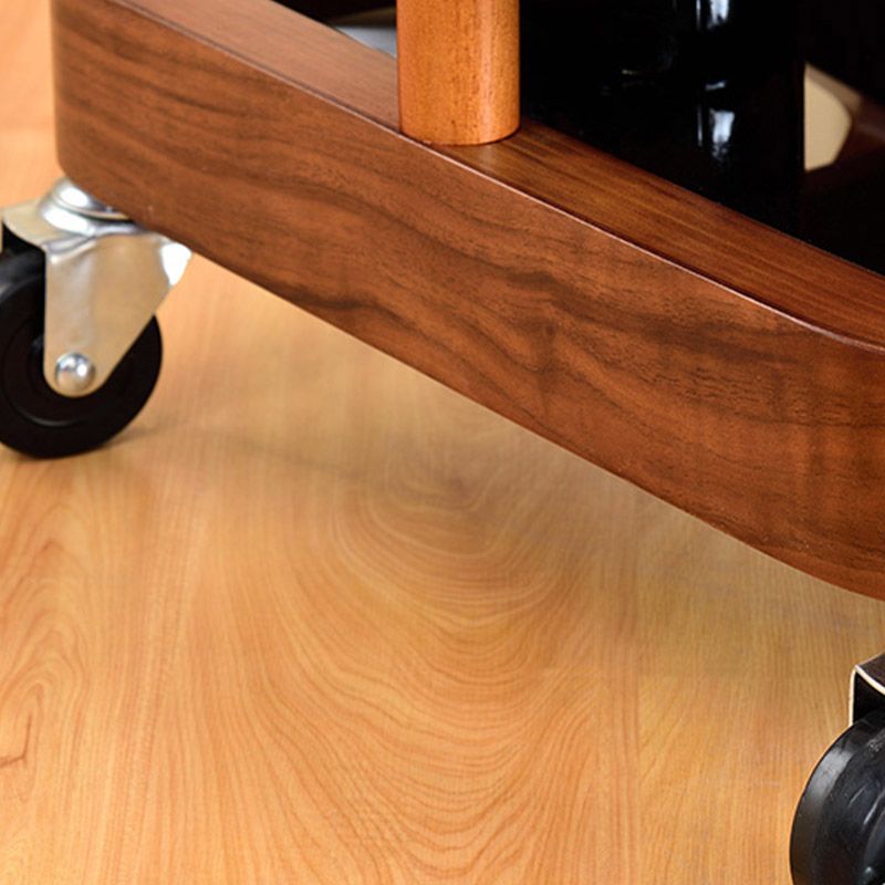 Modern Solid Wood Prep Table Rolling Kitchen Trolley with Wine Storage