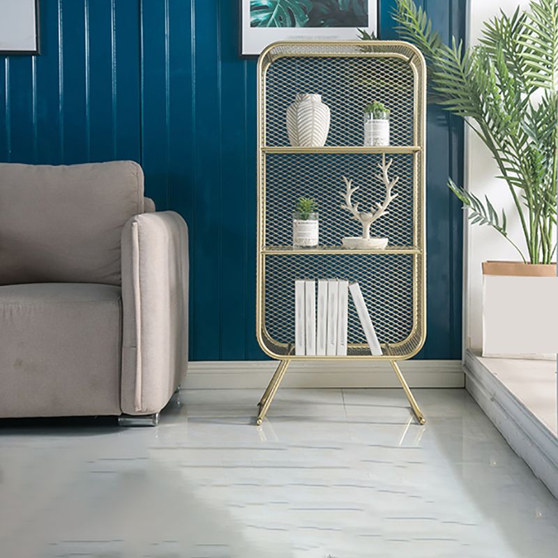 Gold Metal Bookshelf Closed Back Standard Bookcase with Shelves