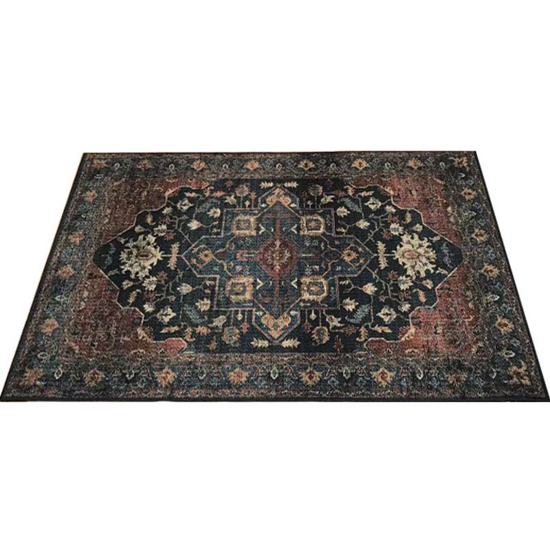 Classical Multicolor Persian Area Rug Polypropylene Floral Carpet Washable Stain Resistant Anti-Slip Rug for Guest Room
