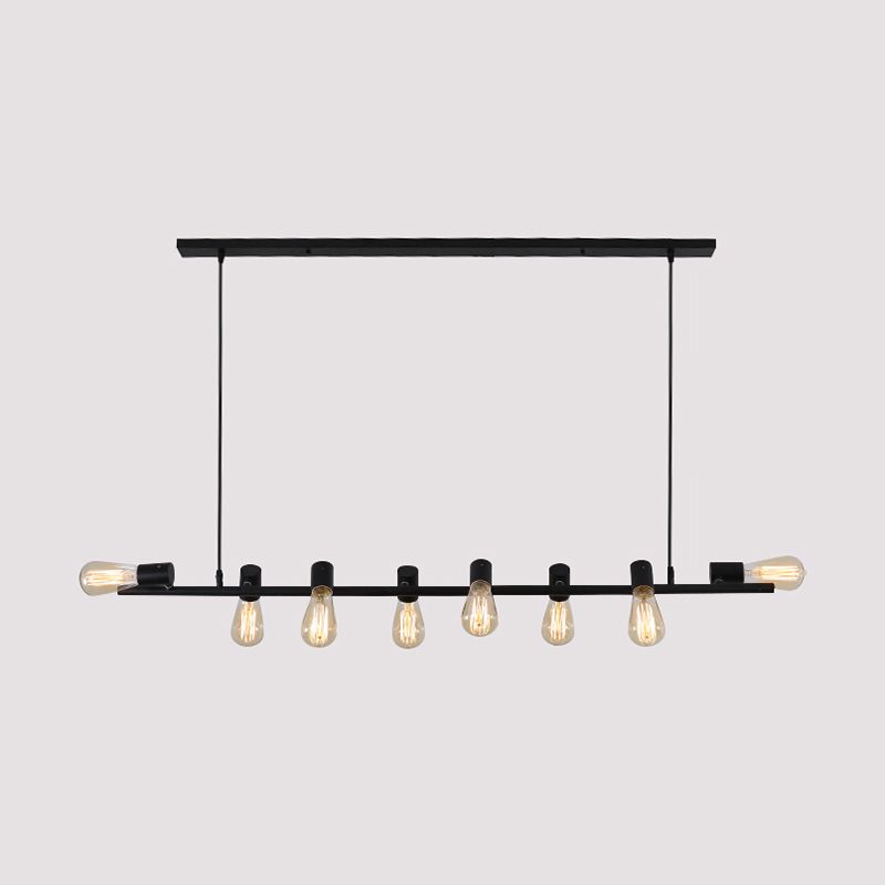 Industrial Style Iron Hanging Lamp Strip Shape Island Light Fixture for Dining Table