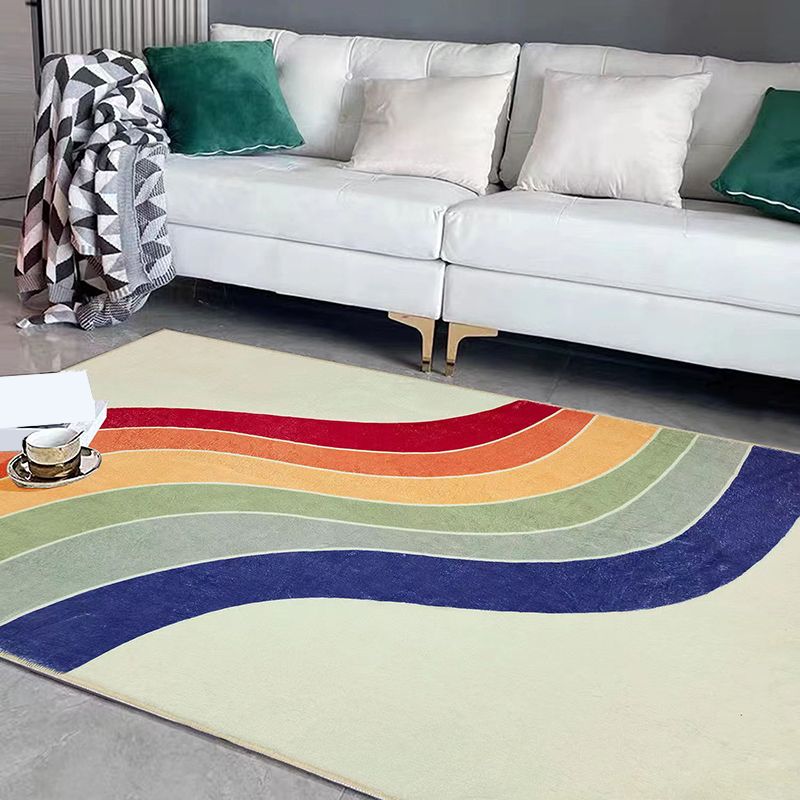 Orange Modern Carpet Polyester Color Lump Carpet Washable Rug for Living Room