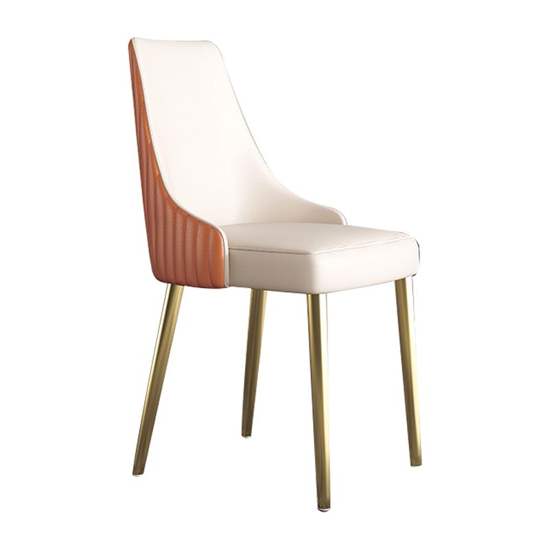 Silla sin brazos de comedor de cuero sintético Glam, silla de comedor de metal para uso doméstico