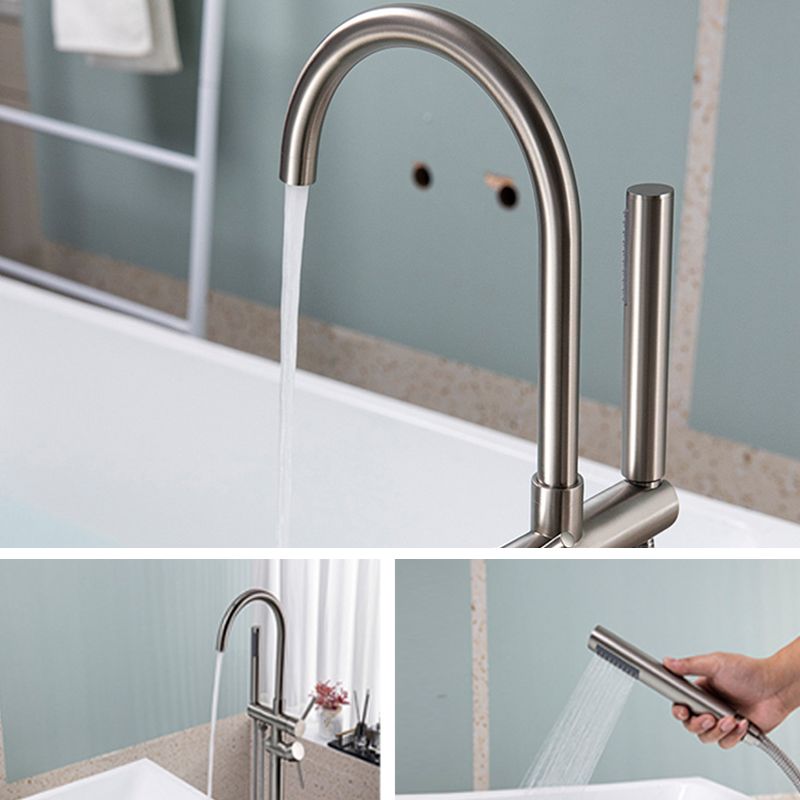 Modern Floor Mounted Metal Freestanding Tub Filler Freestanding High Arc Tub Filler Trim