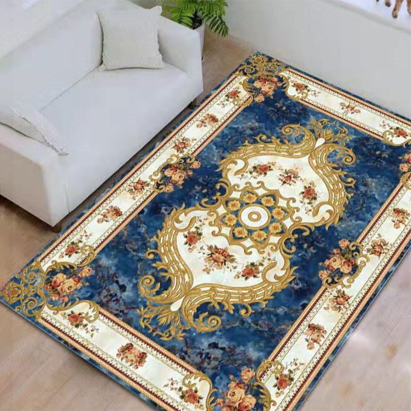Modern Indoor Room Carpet Red Medallion Area Carpet Polyester Anti-Split Rug