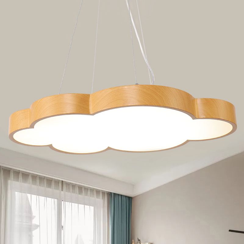 Kids Slim Cloud Pendant Light Acrylique Hanging Light en beige pour la salle de jeux