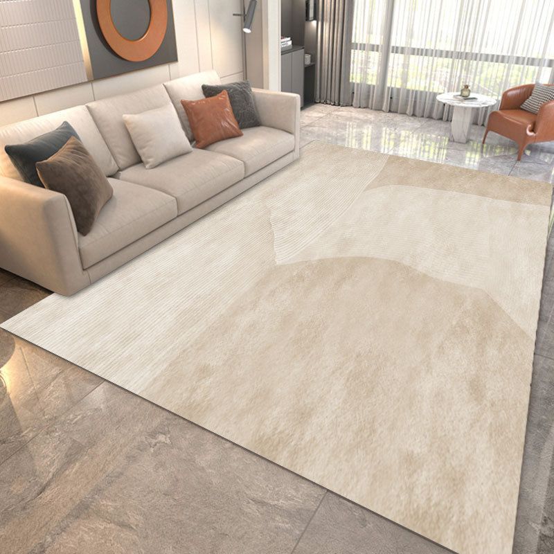 Abstract Style Stain Resistant Rug Beige Loom Rug for Bedroom
