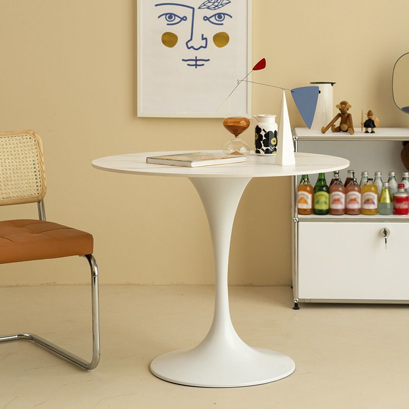 Modern Style Round Dining Table Tulip Home Table with Metal Base