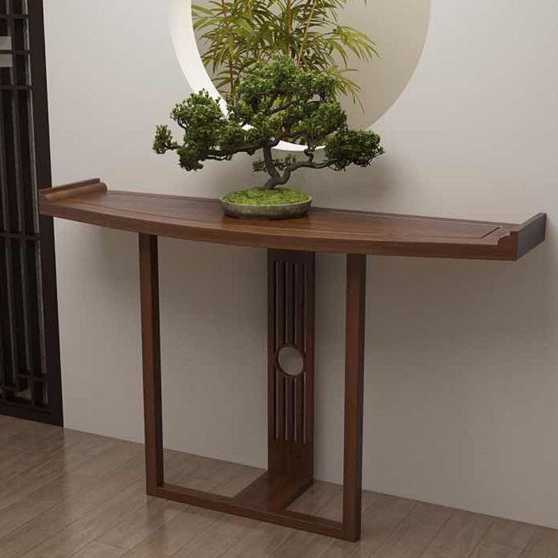 11.8" W Oval Console Table Mid-Century Modern Solid Wood Console