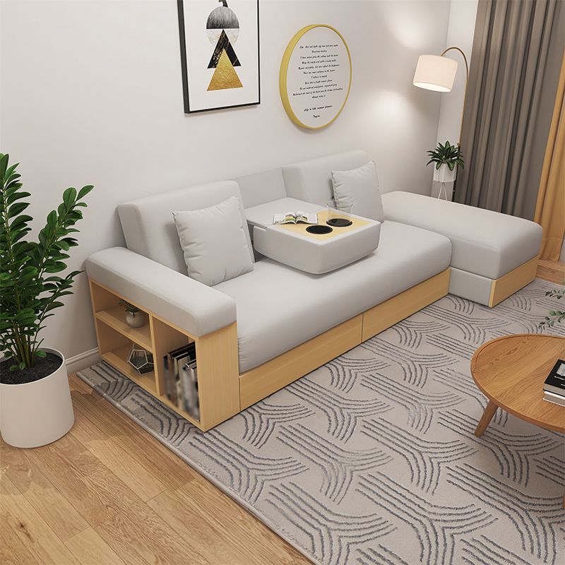 Contemporary Fabric Convertible Sofa Bed 29.53"High Pillow Top Arm Sofa Bed with Storage