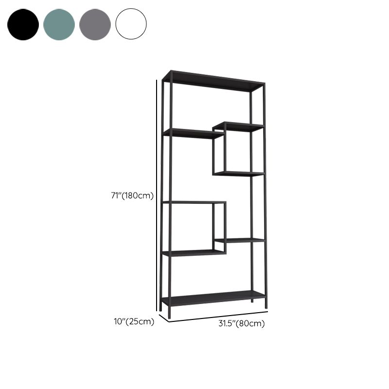 Vertical Metal Bookshelf Contemporary Open Back Bookcase with Shelves