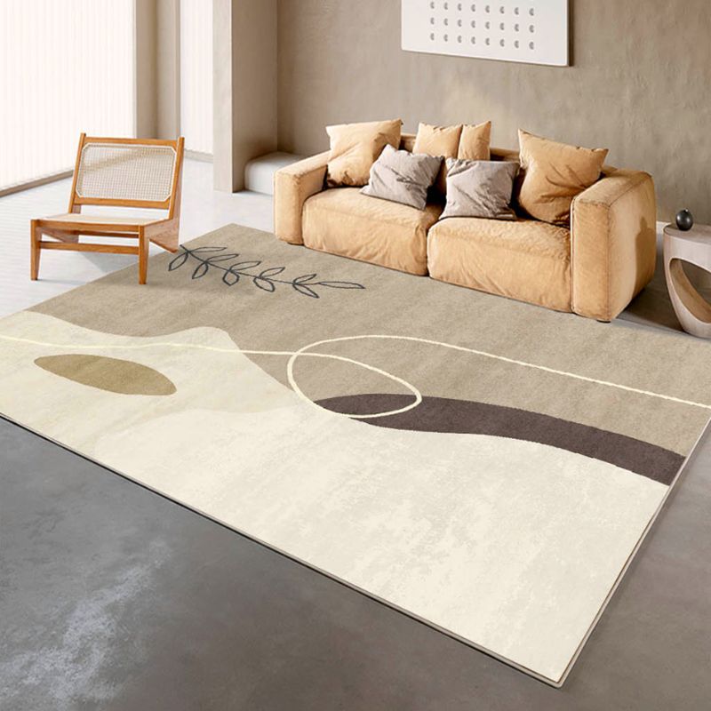 Light Brown Modern Rug Polyester Color Lump Rug Non-Slip Backing Rug for Living Room