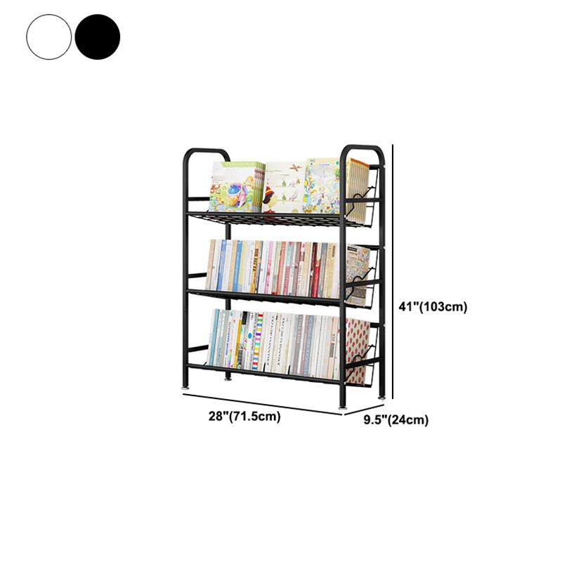 Modern Metal Bookcase Vertical Etagere Open Back Bookshelf in Burnish