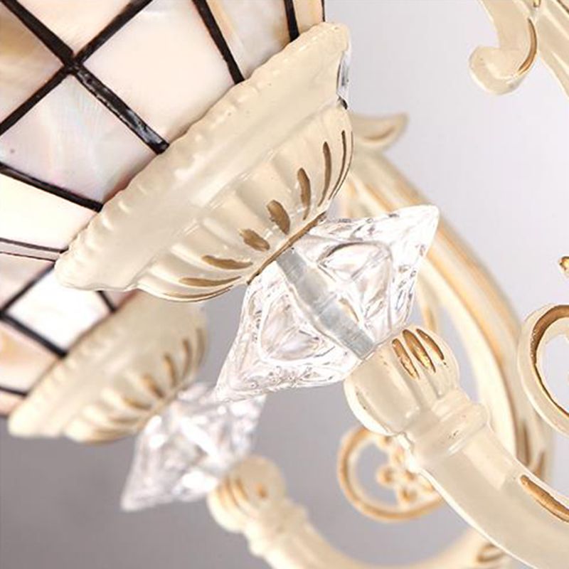 8 luci soggiorno lampadario tiffany beige sospensione luce con tonalità di vetro colorato