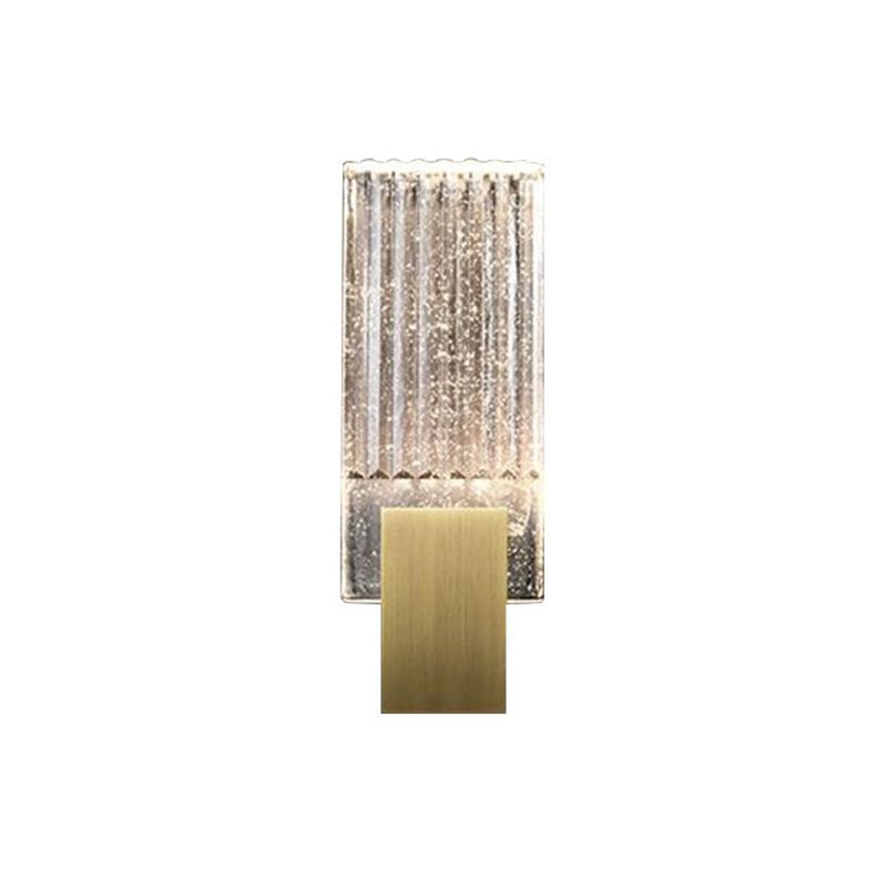 1-Light Rectangular Wall Light Fixture Modern Style Crystal Wall Sconces Lamp in Brass