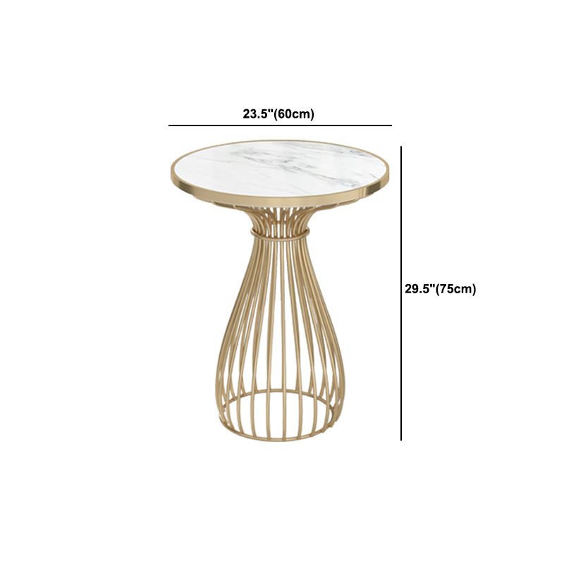 Stone Top Round Table for Restaurant Luxury Dining Table with Metal Base
