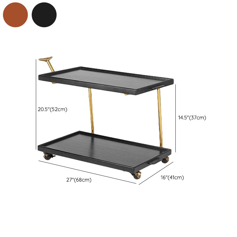 Solid Wood Sofa Side Accent Table with Shelf Rectangular Living Room Double Tier