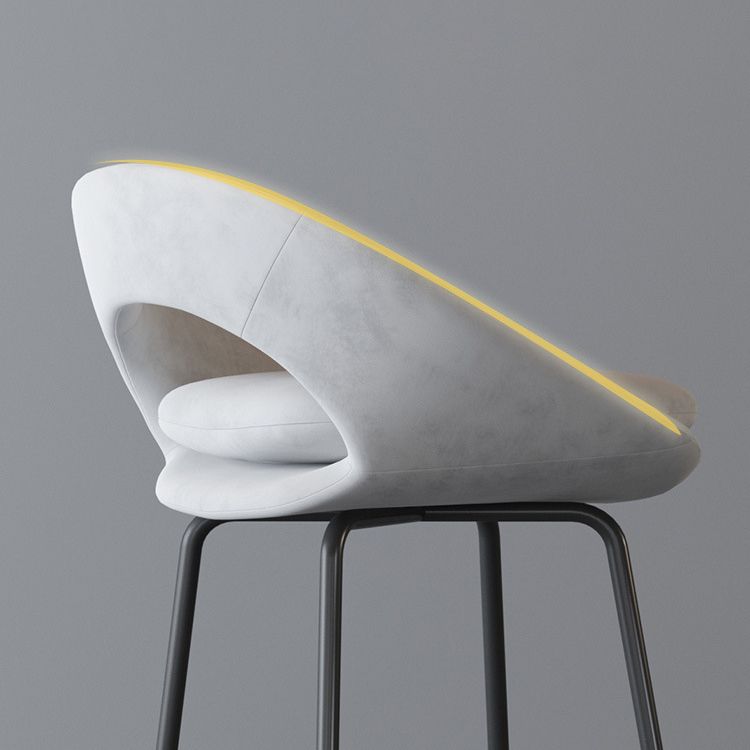 Contemporary Armless Backrest Counter Stool Iron Bar Stool with Cushion and Footrest