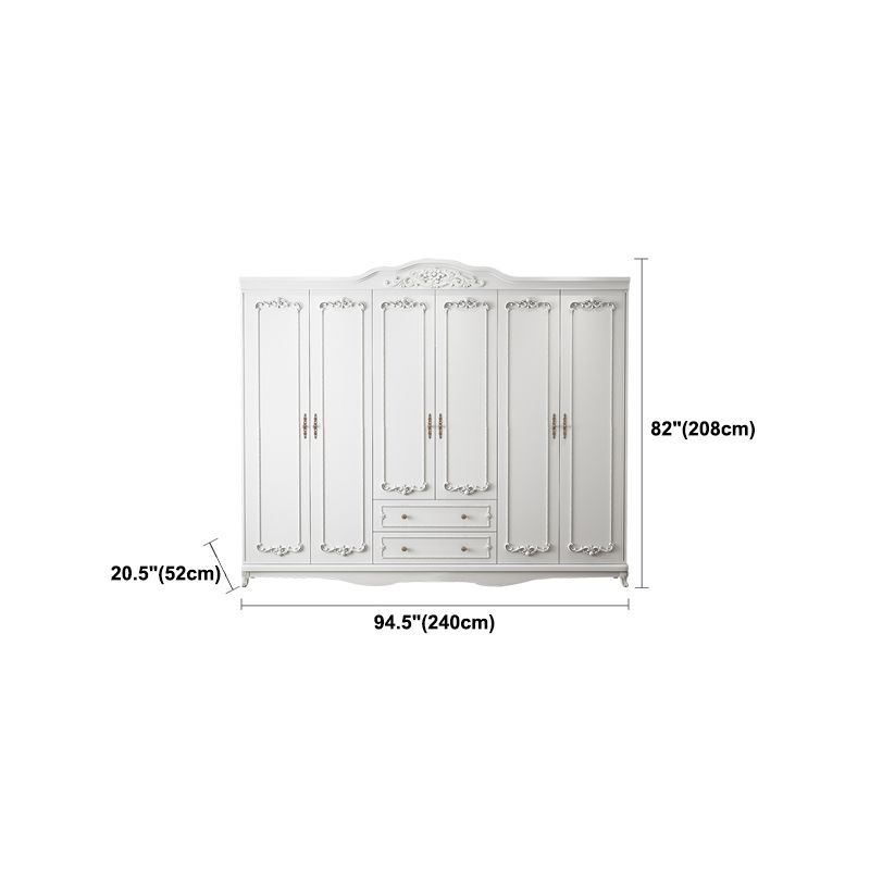 French Country White Wardrobe for Bedroom Manufactured Wood Cabinet with Drawers