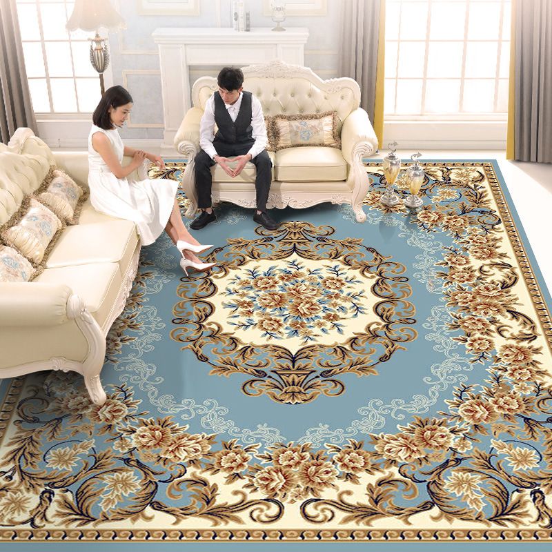 Funky Carpet Modern Floral Print Indoor Rug Polyester Non-Slip Backing Carpet for Living Room