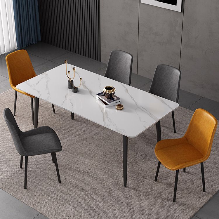 Mesa de comedor de piedra sinterizada Estilo industrial 4 patas Mesa base de rectángulo para comedor