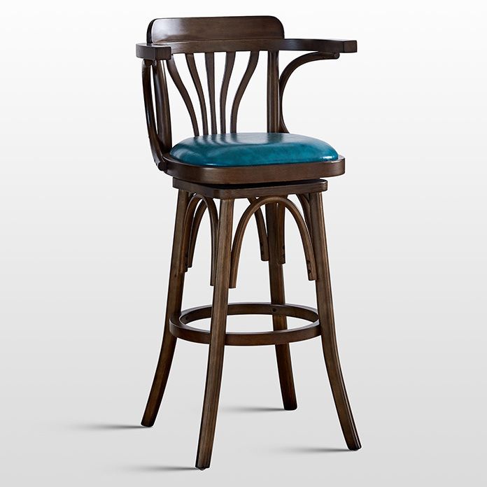 Contemporary Wood Stool Faux Leather Counter Stool in Matte Finish for Home