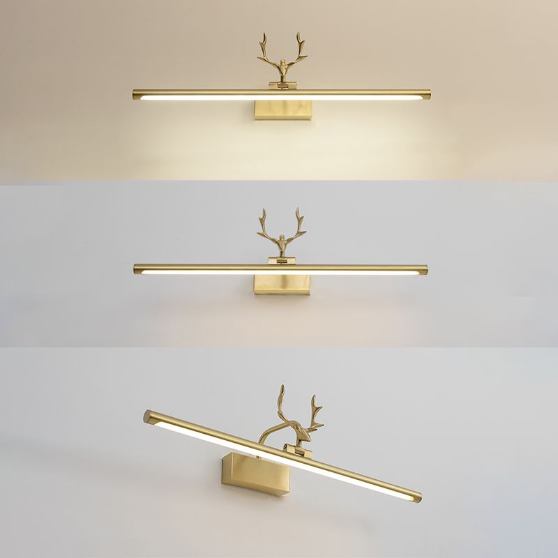 Mid-Century Luxury Style Linear Wall Mounted Vanity Lights Metal Vanity Lighting Fixtures for Bathroom
