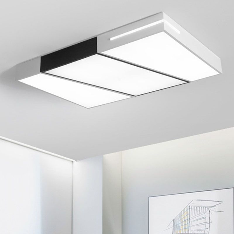 White Splicing Quadrate Flush Ceiling Light Contemporary Metal LED Flush Mount Lighting Fixture