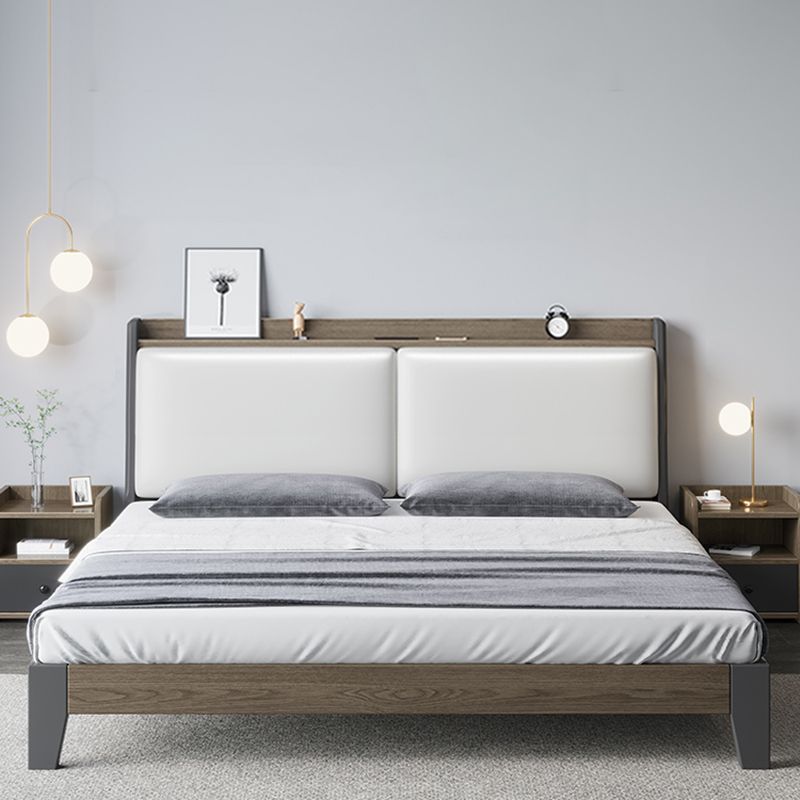 Contemporary Wood and Upholstered Bed Rectangular Standard Bed