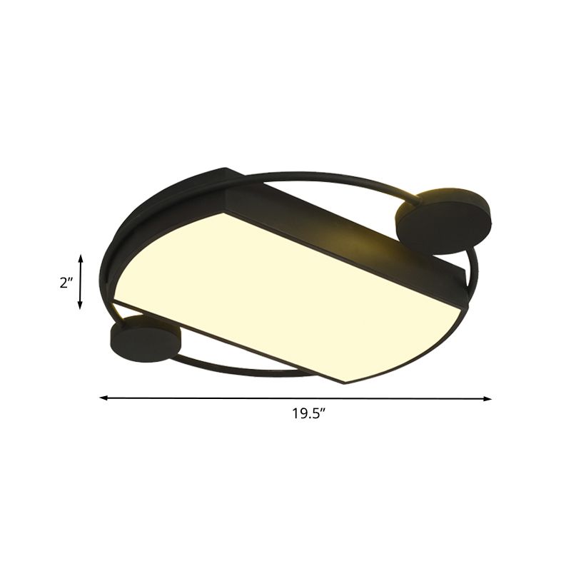Ring en rechthoek spoeling verlichting modernistisch metaal 16 "/19,5" brede led zwart plafond gemonteerd armatuur
