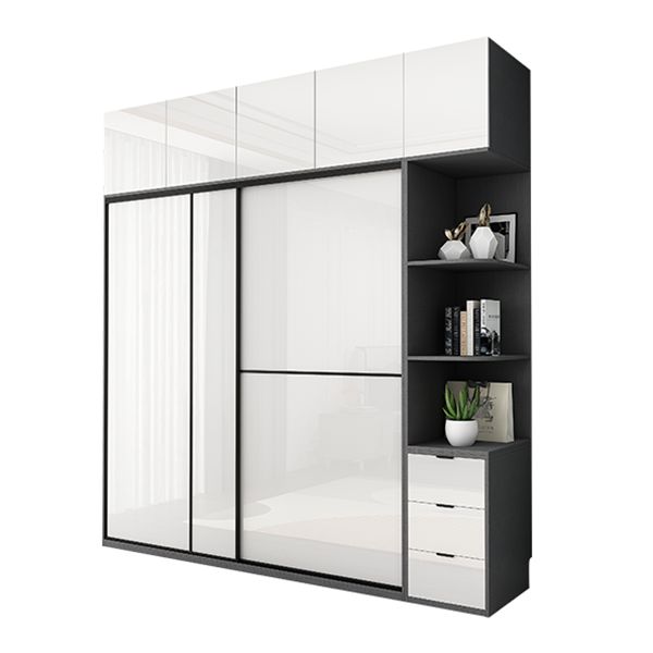 Modern Wooden Wardrobe White Bedroom Wardrobe Closet with 2 Doors