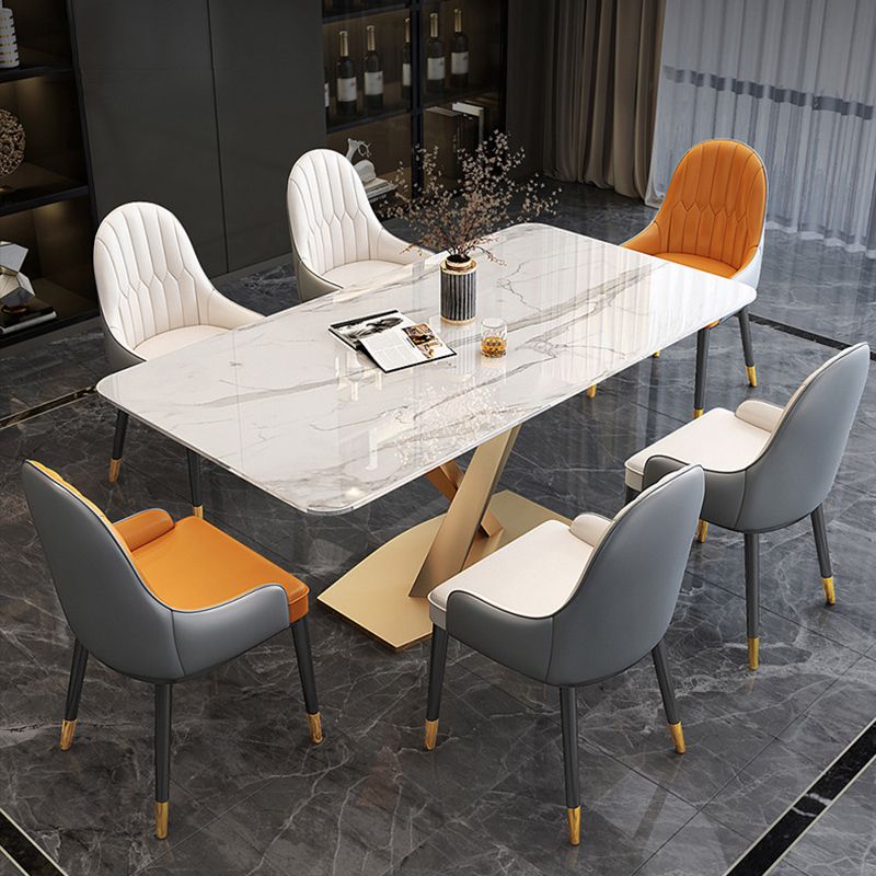 Nordic 1/5/7 Pieces Dining Set Rectangle Stone Dining Table Set for Living Room