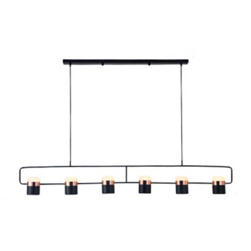 Modern Metal Track Lamps Multi-Head Restaurant Island Light Fixtures with Cylinder Shade