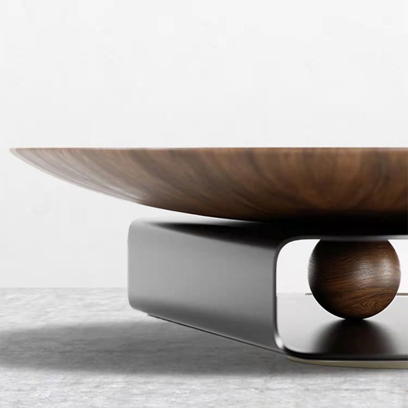 Modern Style Round Wood Table with Abstract Base Coffee Table